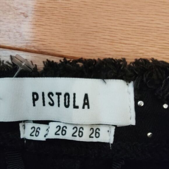 NEW Pistola beaded frayed denim mini skirt black 26 2 NWT - Picture 3 of 12